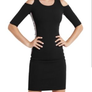 Alma Graphic Cold-shoulder Dress In Jet Black